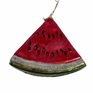 Sparkly Glass Watermelon Slice Christmas Ornament
